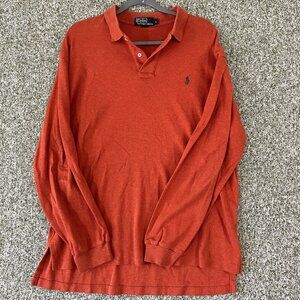 Polo Ralph Lauren Mens Large Burnt Orange Long Sleeve 90s Super Soft Green Pony
